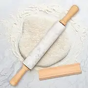DJAPWPX-Marble Rolling Pin 19inch Nonstick Marble Dough Roller with Wood Handles and Base Polished Smooth Marble Rolling Pin Reusable Bakery Roller Pin for Baking Pastry Pizza Cookie