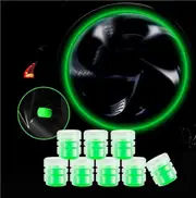 4Pcs Air Valve Cap Dust-proof Tires Accessories ABS Wheel Hub Glowing Valve Cover for Car-Green
