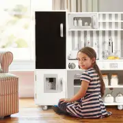 CostwayLarge Wooden Kid's Play Kitchen Set Toy
