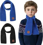 [JSTHHTT] Unisex Loop Scarf for Children, Winter Scarf, Warm Knitted Scarf, Soft Beautiful Scarves for 2-10 Years, Ideal for Autumn and Winter, black, One size