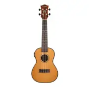 New Tiki Solid Spruce Top Electric Concert Ukulele w Hard Case (Natural Gloss)