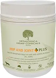Vetalogica Hemp Clinicals Hip and Joint Plus Supplements with Hemp Oil and Glucosamine for Dogs 300 g