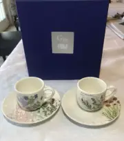 Gien L’Herbier Du Roy Espresso Cups & Saucers Set Of 2. New In Original Package