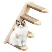 Cat Climbing Shelf 4 Stair Shelf with Jute Scratching Reversible Cat Wall Sta...