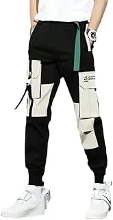 [Angxiong] Cargo Men Tooling Tie Feet Trousers Mens Hip-Pop Pockets Overalls Casual Joker Pants Cotton