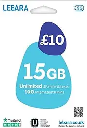 100% Anonymous Lebara UK SIM, 3G/4G/5G, Activated from Italy, Can Be Used in Italy, Simple & Intuitive Activation