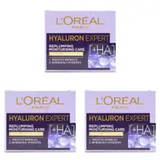 3x Loreal 50ml Hyaluron Expert Replumping Moisturising Skin Care Day Spf 20