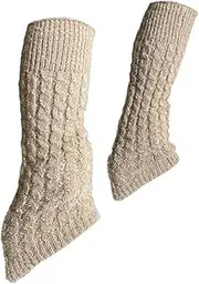 [Dickly] Ice Figure Skating Leg Warmers Calf Socks Set Training Wear Thermal Thick Knitting Cable Knit Skating Socks for Women Dance