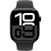 Apple Watch Series 10 46mm Jet Black Aluminium Case GPS Sport Band (S/M) (Black)