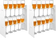 Yoande 2 Pcs Champagne Wall Stand Acrylic Champagne Wall Holder Flute Glass Holder Stand 2 Tier Wine Glass Stemware Rack Standing Drink Tower Shelf for Display Cabinet Wedding (White,20 Slots)