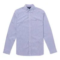 在飛比找PChome24h購物優惠-TOMMY 熱銷刺繡Logo長袖襯衫-藍白直條紋色