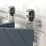 EaseLife 30" Brushed Nickel Bi-folding Sliding Barn Door Hardware Track Kit for 2 Closets, Top Mount, Heavy Duty, Smooth Quiet Slide, Easy Install (34" Track Length for Double 15" Wide)