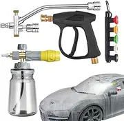 Double Connector Foam Cannon Saker, Double Foam Cannon Connector | 4000 psi Tool Daily Foam Cannon - Car Nozzle Hose Attachment for Cleaning