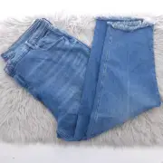 Old Navy Extra High Rise Sky-Hi Straight Secret Slim Pockets Ankle Raw Hem Jeans
