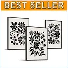 Chic 12x16 Botanical Canvas Art Set - Black & White Framed Living Room Decor