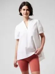 ATHLETA LEVITATE POPLIN TEE SHIRT TOP BLOUSE WHITE PLUS SIZE 3X NEW