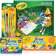 CRAYOLA 04 1985 Washable Paint Set, 5 Paint Brushes, 40 Page Sketchbook, Multi, 22 Piece Set