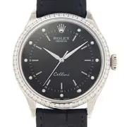 Original Rolex Cellini Time Automatic Diamond Black Dial Ladies Watch 50709BKDBKL