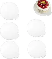 [Generic] Cake Baseboard, Birthday Cake Board | 5 Round Portable Cake Bases, Washable Cake Round for Displaying Cakes, Breads, White Cake Boards for Birthdays, Weddings