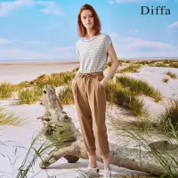 在飛比找momo購物網優惠-【Diffa】腰抽繩束口休閒長褲-女