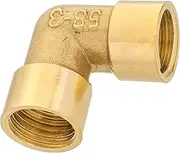 HALLMERS Brass 1/4" BSP Female to Female Thread 90 Degree Elbow Fitting Connector, Diameter Nominal DN8, Internal Threaded Pipe Tubing Adapter Coupler, Used to Connect Lines for Water, Fuel and Oil