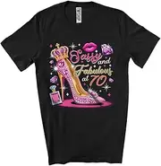 [Generic] Fabulous and Sassy at 70; Lovely 70th Birthday 70 Years Old Woman Diamond High Heels Unisex T-Shirt
