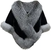 [Generic] Scarf Women's Fur Coat with Fur Collar Winter Poncho Elegant Winter Jacket Poncho Wrap Jumper Warm Scarf Winter Jumper Party Scarf for Women Autumn Winter Tops