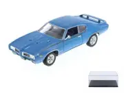 DIECAST CAR & DISPLAY CASE 1969 PONTIAC GTO BLUE WELLY 22501 1/24 DIECAST CAR