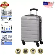 Compact Silver 20-Inch Carry-On Luggage with Enhanced Storage & TSA Lock