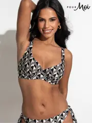 Pour Moi Black Non Padded Casablanca Lightly Underwired Tie Front Bikini Top (F28022) | $88