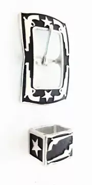 Jeremiah Watt Pistol Packin Center Bar Buckle Keeper Set Belt Six Guns Loops