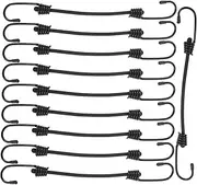 Healeved 10pcs Luggage Lashing Rope Bungee Cords for Fixing Tie Down Strap Motorcycle Binding Straps Fixing Straps for Bike Elastic Bungee Cords Luggage Elastic Rope Emulsion Black