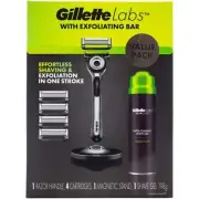 Gillette Labs Exfoliating Razor with Magnetic Stand + 4 Blade Refills + Shaving
