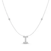 Brilliant Claw Initial I Slider Necklace with 0.40ct of Laboratory Grown Diamonds in Mirage Sterling Silver and Platinum