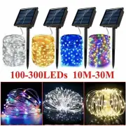 200/300 LED Solar Fairy String Lights Copper Wire Waterproof Outdoor Garden Deco
