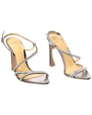 Alexandre Birman Alana Zircone 100 Leather Sandal Silver (Authentic Pre-Loved)