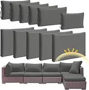 11 Pcs Outdoor Cushion Covers Patio Cushion Slipcovers Replacement Splash Proof with Zipper for Outdoor Indoor Furniture, Patio Sofa Couch 3 Sizes, Replacement Covers Only(Gray)