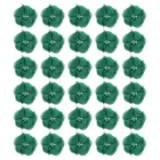 30Pcs 2" Chiffon Flowers with Rhinestone Pearl Sewing Fabric Flowers, Dark Green