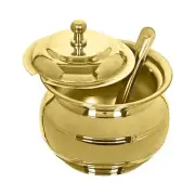 Golden Brass Multipurpose Ghee Pot/Pickle Container 400 ML with Embossed Design
