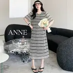 ANNE｜條紋簍空感洋裝 短袖洋裝 連身裙 XL-2XL【AD102198】孕婦裝 孕婦裙 孕婦連衣裙 孕婦連衣裙