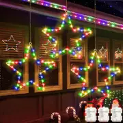 Christmas Window Star String Lights Waterproof Outdoor Patio Lights Decor for Tree Garden Backyard-Multicolor