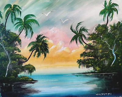 Florida Highwaymen Style - Original painting - " Blue Ridge Pass "