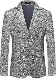 [HEYDHSDC] Men Sequins Suit Slim Fit Jacket Singer Stage Party Performance Dress Blazers Fall Winter