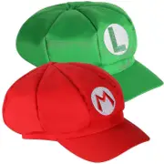 Trixes Pack Of 2 Mario And Luigi Hats Red And Green Video Game Theme Caps red/green