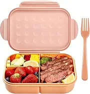 Adult Lunch Box - 3 Compartment Bento Box, Microwave Safe & Leakproof (Flatware Included, Orange)