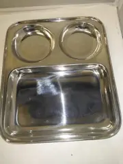 100% stainless steel 3 Compartment Trey /Thali/ 6 plates [6 pc]