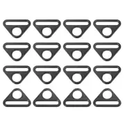 0.79" Adjuster Triangle with Bar Swivel Clip D Dee Ring Buckle 16Pcs, Black