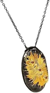 [Generic] Sunstone Necklace Two-Tone Geometric Star Pendant Necklace Black Chain Necklace