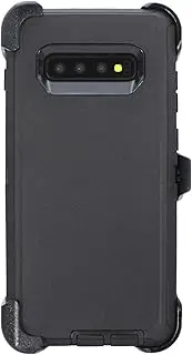 [WallSkiN] Turtle Series Holster Case for Galaxy S10 (6.1”), 3-Layer Full Body Life-Time Protection, Protective Heavy Duty & Carrying Belt Clip - Black/Black