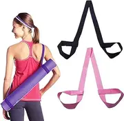 2Pcs Yoga Mat Carrying Mat Strap Strap Sling Mat Carrying Strap Sling Yoga Stretch Strap Yoga Mat Elastic Strap Fitness Stretching Strap Belt Pack Up Easily Different Mat Black And Pink, Black and